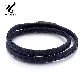 

2019 New Trendy Men Long Braided Leather Bracelet Gift Bracelets Male Fashion Personality Accessories
