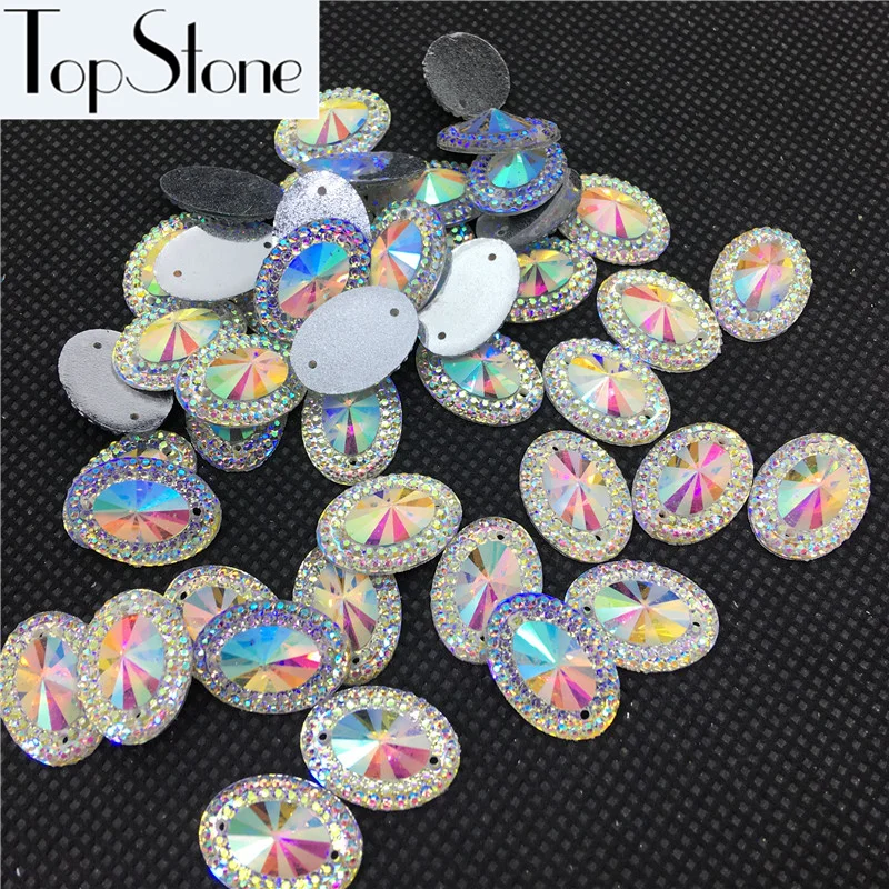 

100pcs AB Crystal 13*18mm 10*14mm Superior Taiwan Oval Acrylic Crystal Rhinestones Beads Flat back Sewing jewelry beads