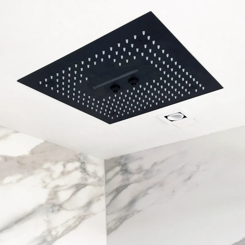 16 Inch Remote Control Light Black Shower Head Rainfall Shower Bathroom Colorful LED Showerhead Misty Waterfall Shower Ceiling 16 Inch Remote Control Light Black Shower Head Rainfall Shower Bathroom Colorful LED Showerhead Misty Waterfall Shower Ceiling