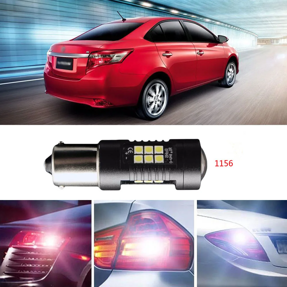 Ownsun 2Pcs Error Free LED Reversing 1156 Back Up Reverse Light Bulbs Fit For Toyota Vios 2014