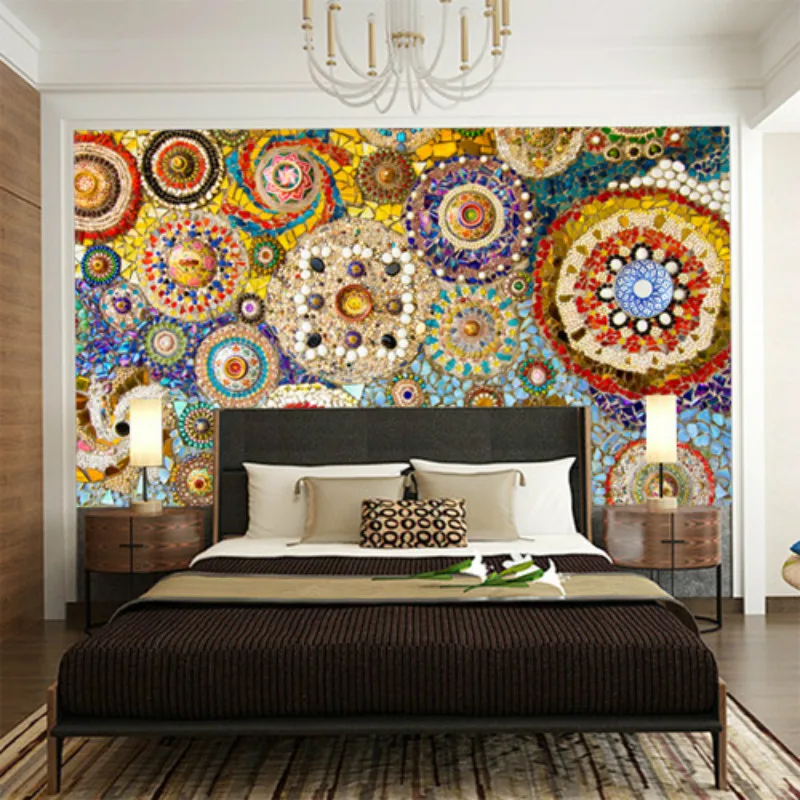 Индивидуальные большие фрески мозаичная плитка кирпич узор американский Ретро абстрактные 3D обои для гостиной ТВ фон 3d обои