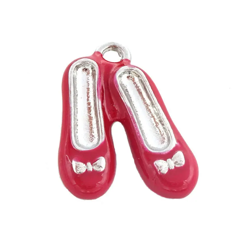 

10Pcs Charm Pendants Shoes Woman Bracelet Enamel Charms Red Shoe Pendant For Jewelry Making Sapato Feminino 19*14mm