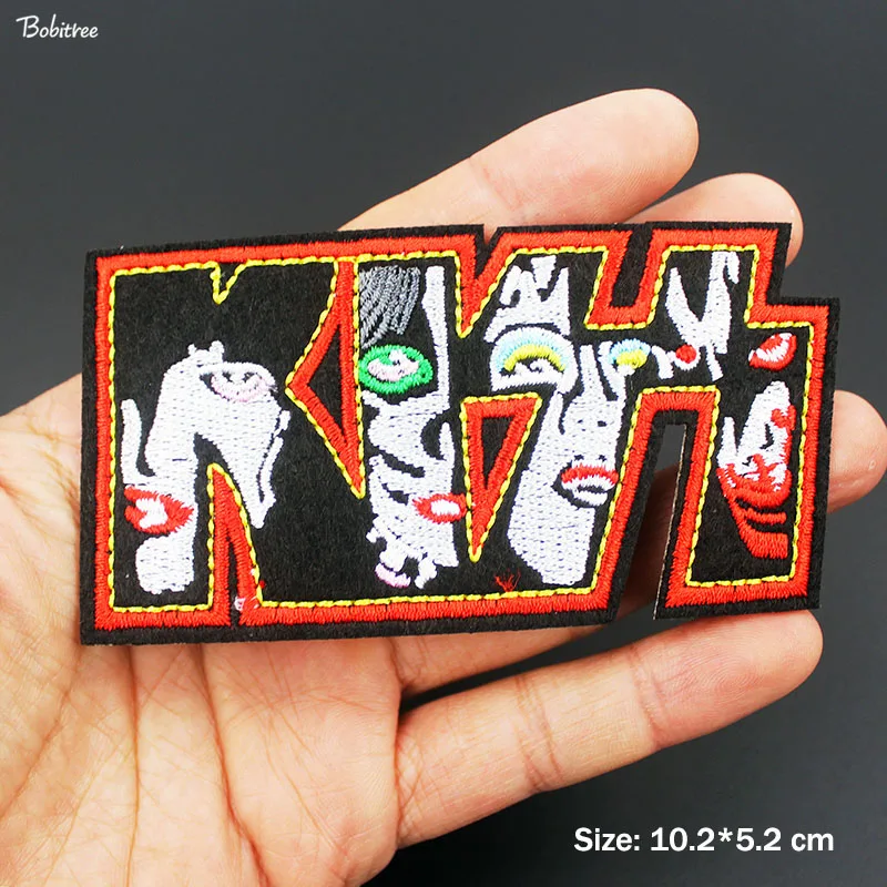 

New design Punk Kiss Rock Music Cloth Patch Iron On Embroidered Sewing Badge Appliques for Jackets Jeans Stickers
