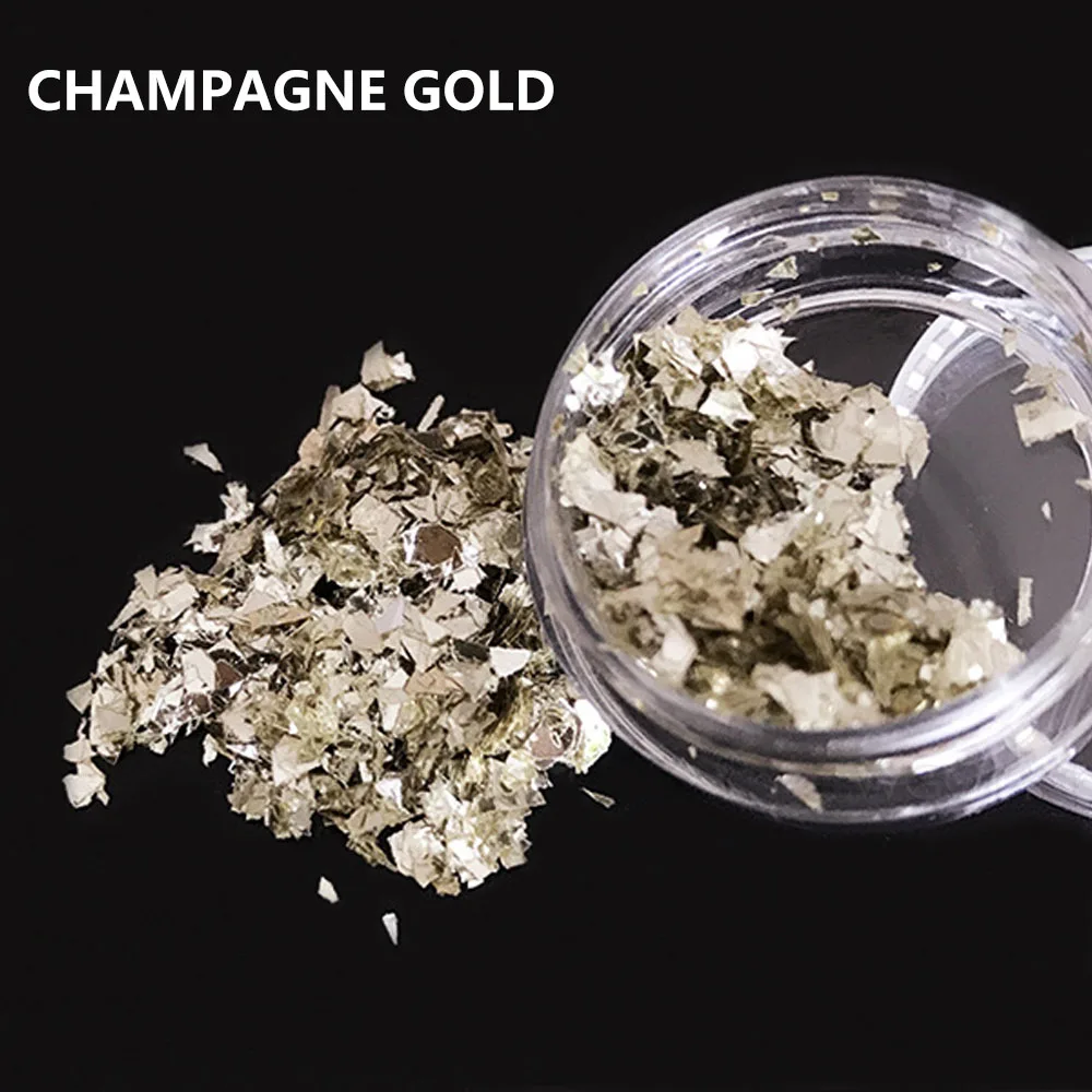 1 коробочкой, дизайн ногтей наклейки Золотое и Серебряное шампанское фольги для украшения ногтей 3d УФ лак для ногтей с блестками Дизайн лака - Цвет: Champagne Gold