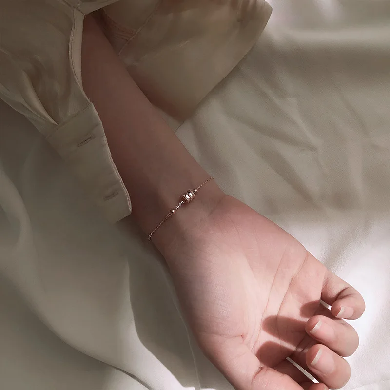 925 пробы серебряные браслеты с подвесками для женщин, минималистичный розовый золотой цвет, Модный корейский браслет, кольцо на руку, Женские Ювелирные изделия