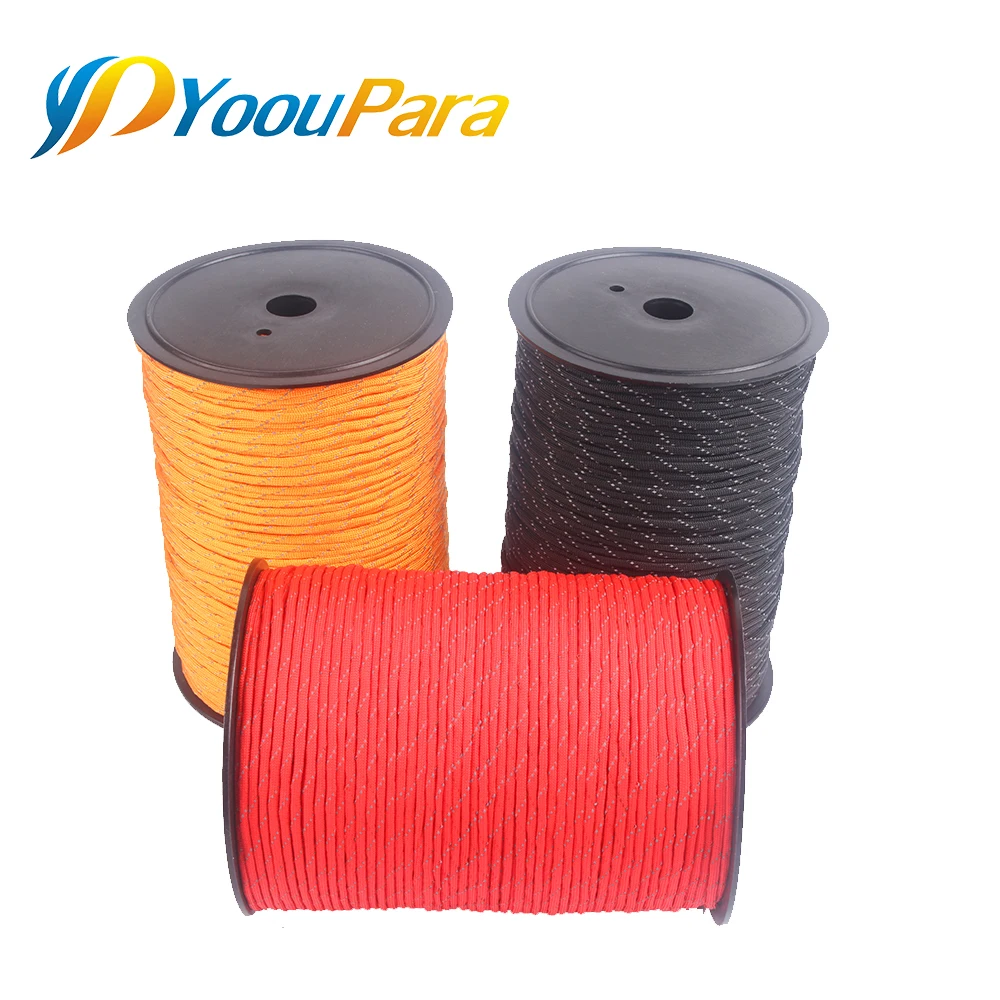 

DHL Free 24pcs/lot 10 Colors 1000FT Spools Reflective Paracord Rope 7 Strands for Outdoor Camping Survival Equipment Wholesale