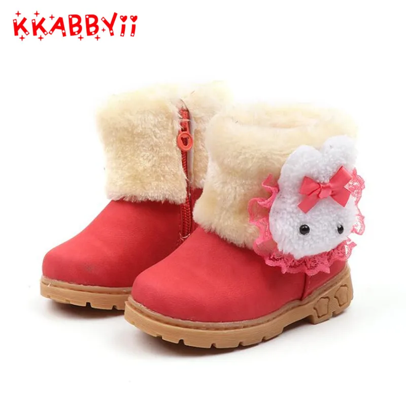 

New Autumn Winter Children Boots Fashion PU Waterproof Boots For Girls Flat With Kids Snow Boots Warm Girls Shoes