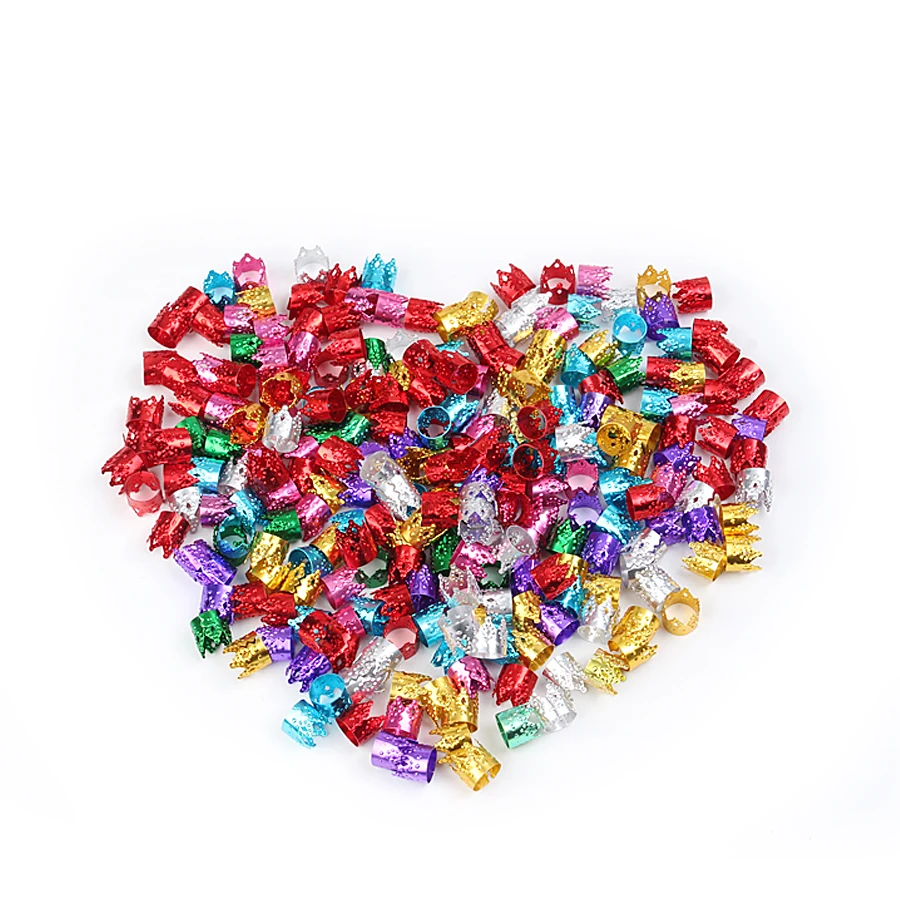 Alileader 30-50 PCS Adjustable Dreadlock Beads Braids Hair Clips Accessories Colorful Crown Cuff Dreadlocks Tube Bead Hair Ring
