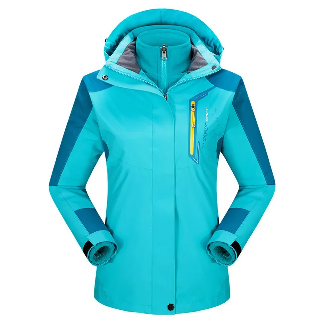 JACKSANQI женские зимние 2 шт. флисовые уличные спортивные куртки походные альпинистские треккинговые ветрозащитные теплые пальто RA144 - Цвет: Moon Blue