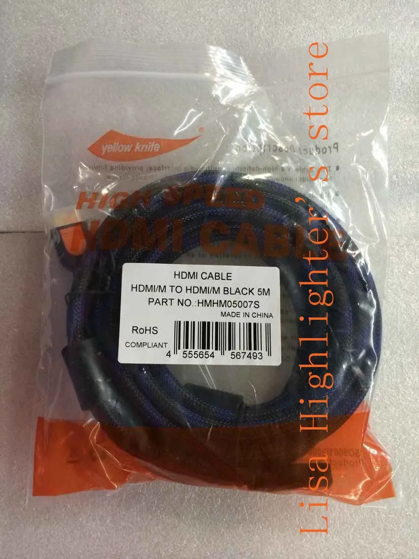 Желтый раздаботанный Реем 50 шт./лот 5 м 16FT HDMI-Male-HDMI-Male кабеля AM 1,3 v для HDTV DVD PS3 Blu-Ray 1080 P