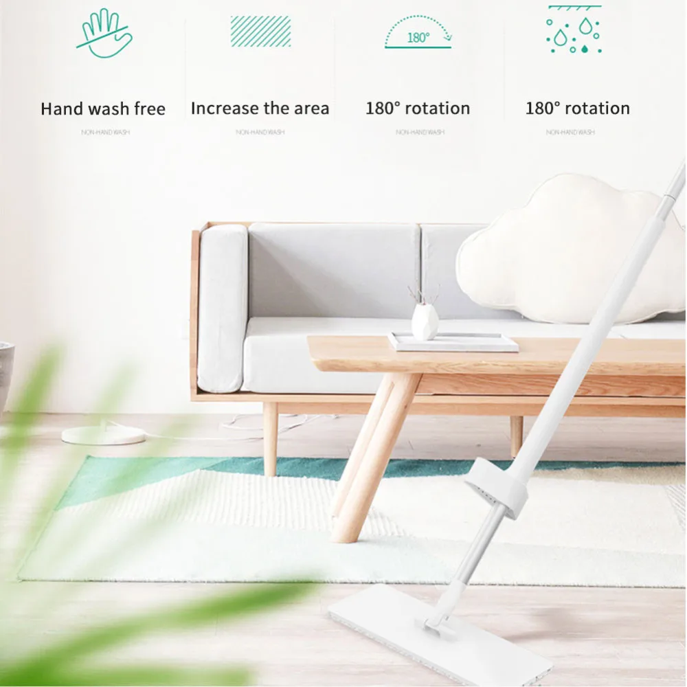 

360 Cleaning Easy Rotating Mop For Washing Wood Ceramic Tiles Floor Magic Microfiber Cloth Flat Smart Handle Dust Mop Pads