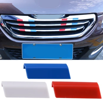 

3Pcs Car Front Grille Grill Cover Trim France Flag Color Plastic Fit for Peugeot 301 4008 308 408