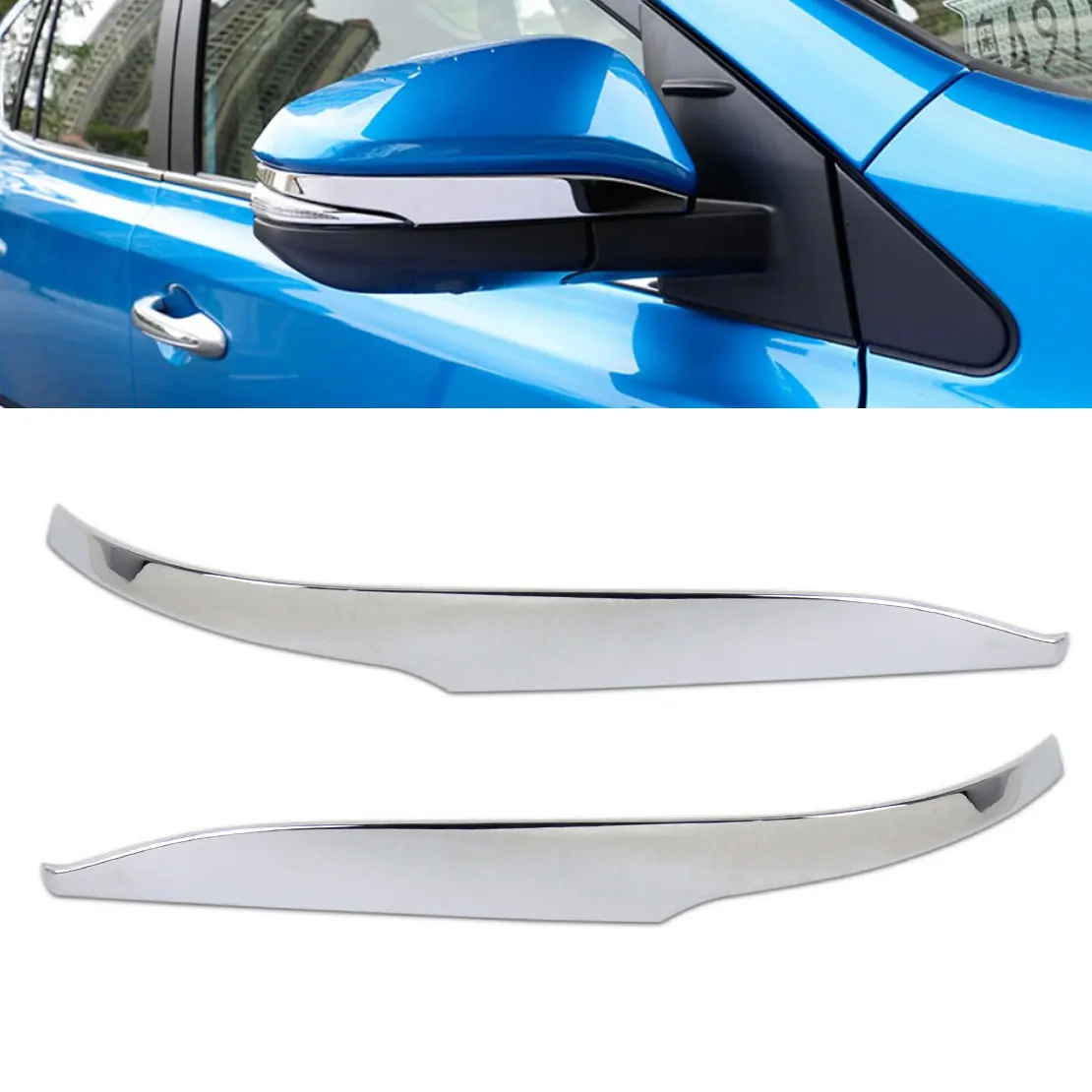 

CITALL 2Pcs Car-styling Chrome Side Rearview Door Mirror Strip Cover Trim Cap Molding for Toyota RAV4 2013 2014 2015 2016 2017