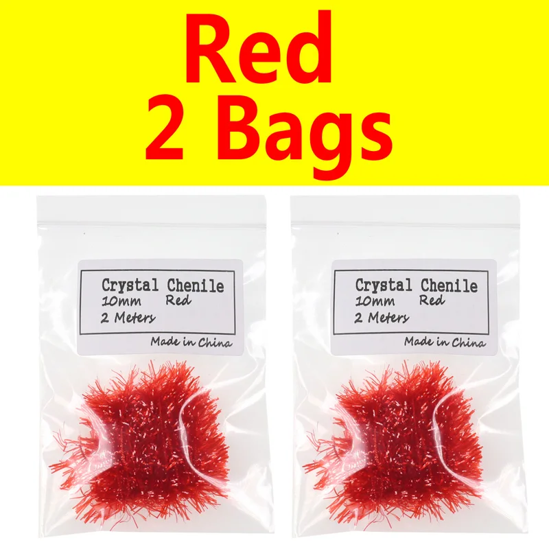 Bimoo 2 сумки 10 мм широкая Хрустальная вспышка мишура Hackle вспышка для мух завязывание стример яйцо Летающая наживка для лосося форель лососевые приманки - Цвет: Red 2 Bags