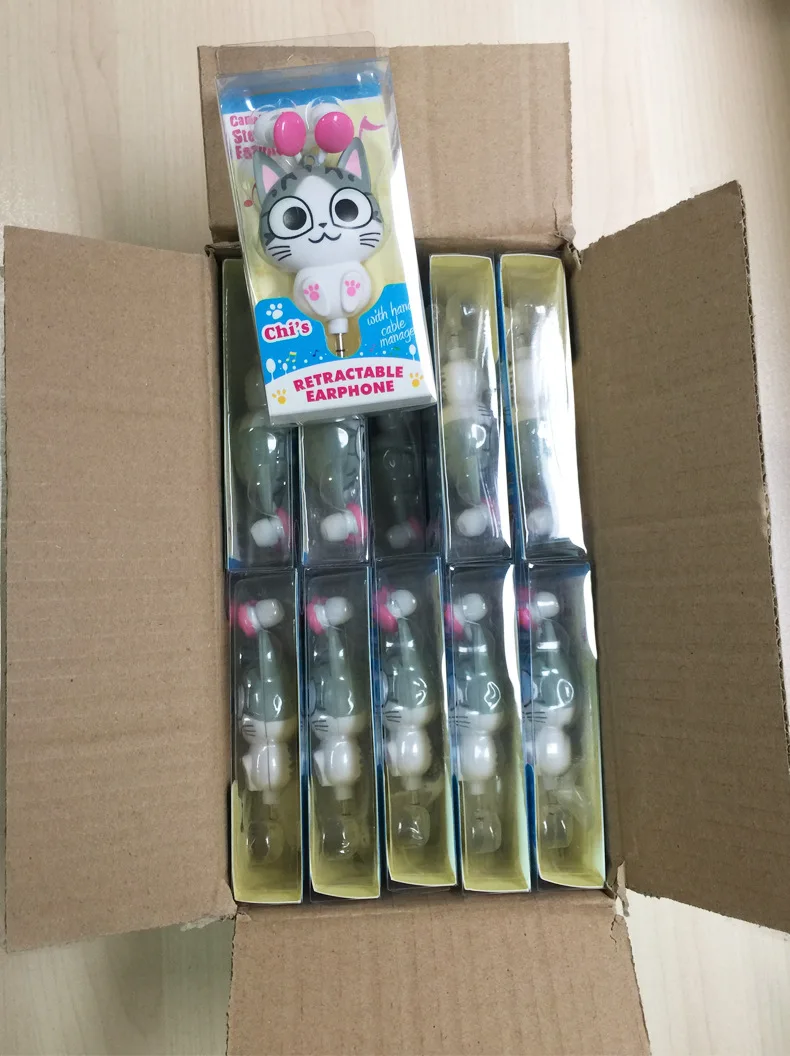 New In-ear Earphones Cute Cartoon Cat Panda Cheese Earplugs Retractable Automatic Headset for Iphone Android Kid Girls Gifts     (16)