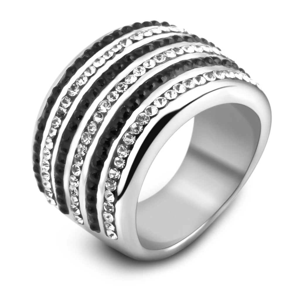 Fashion Women Finger Crystal Ring Austrian Wedding Rings For Women 316l ...