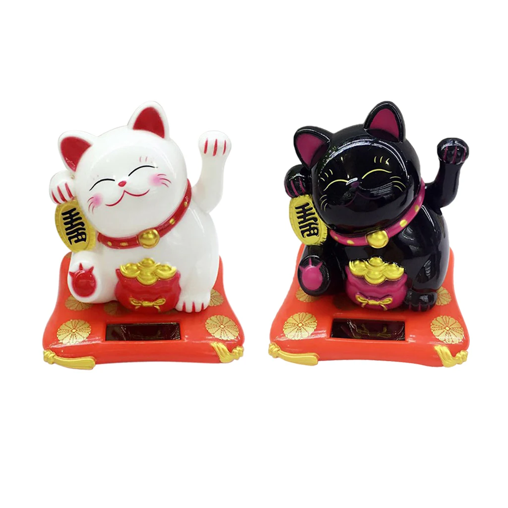 Solar Power Shaking Lucky Cat Doll, Maneki Neko Model, Car Ornament, Home Decor and Kids Gift