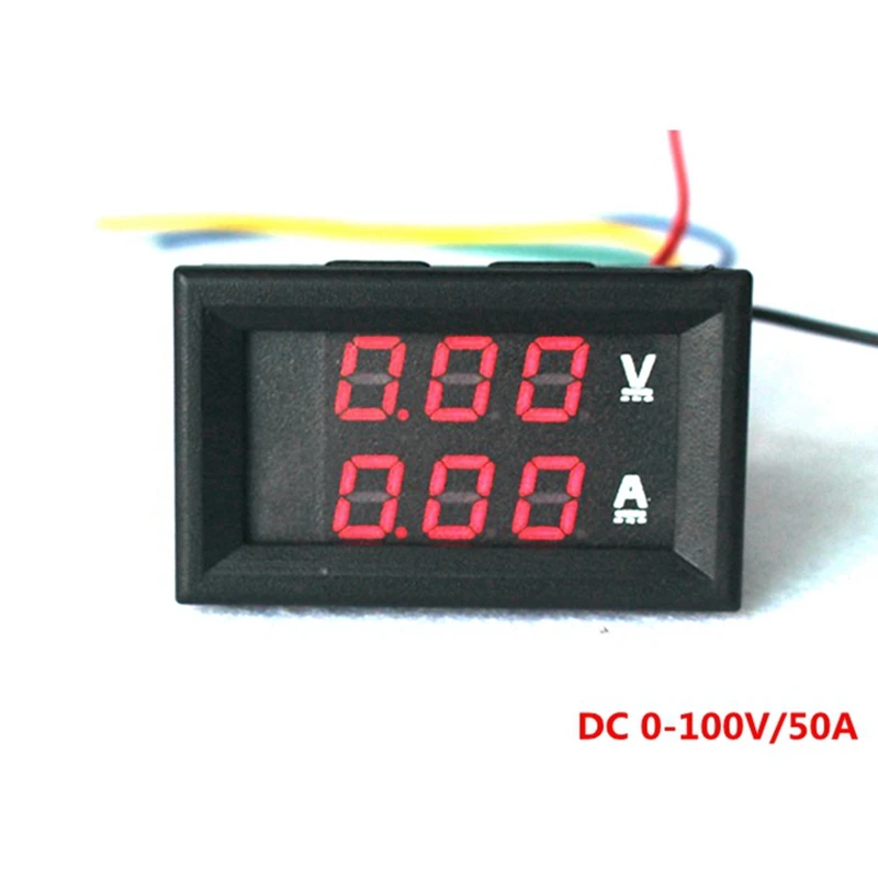 DC 0 100V/50A LED Red Display Digital Voltage Current Meter Tester