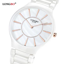 LONGBO Марка Роскошные Мода Повседневная Кварц Керамические Часы Леди relojes mujer Женщины Наручные Часы Девушка Платья Женские Часы 6075