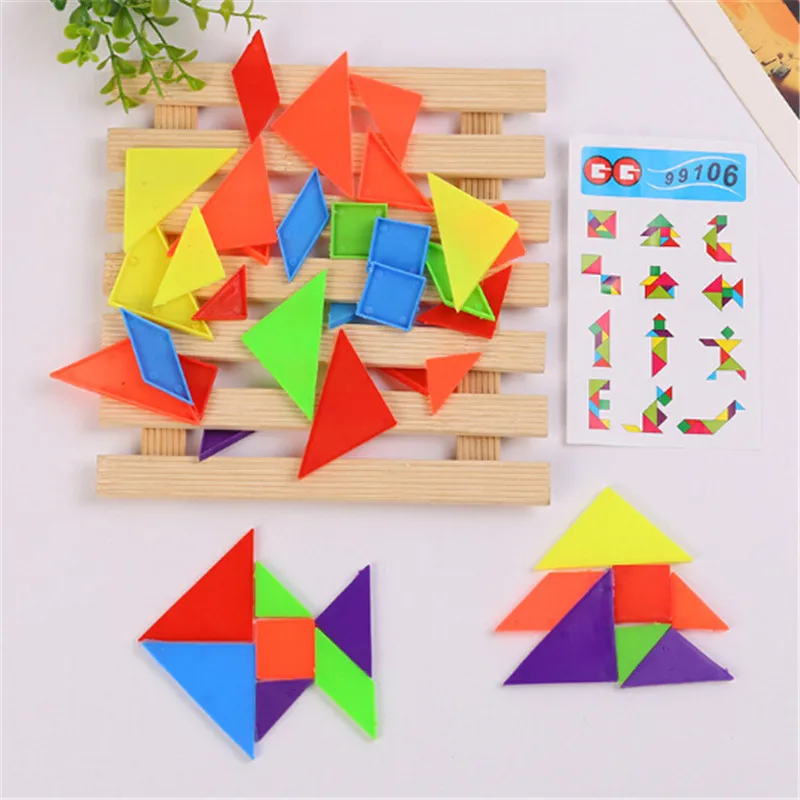 Обучающие головоломки, игрушки, пластиковые 3D головоломки, Tangram, головоломка, Тетрис, геометрическая форма, игра-головоломка для детей