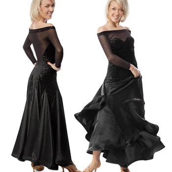 

Black Adult Modern Dance Costumes Wan Ballroom Dance Dresses Standard Ballroom Dancing Clothe Competition Standard Dance Dress