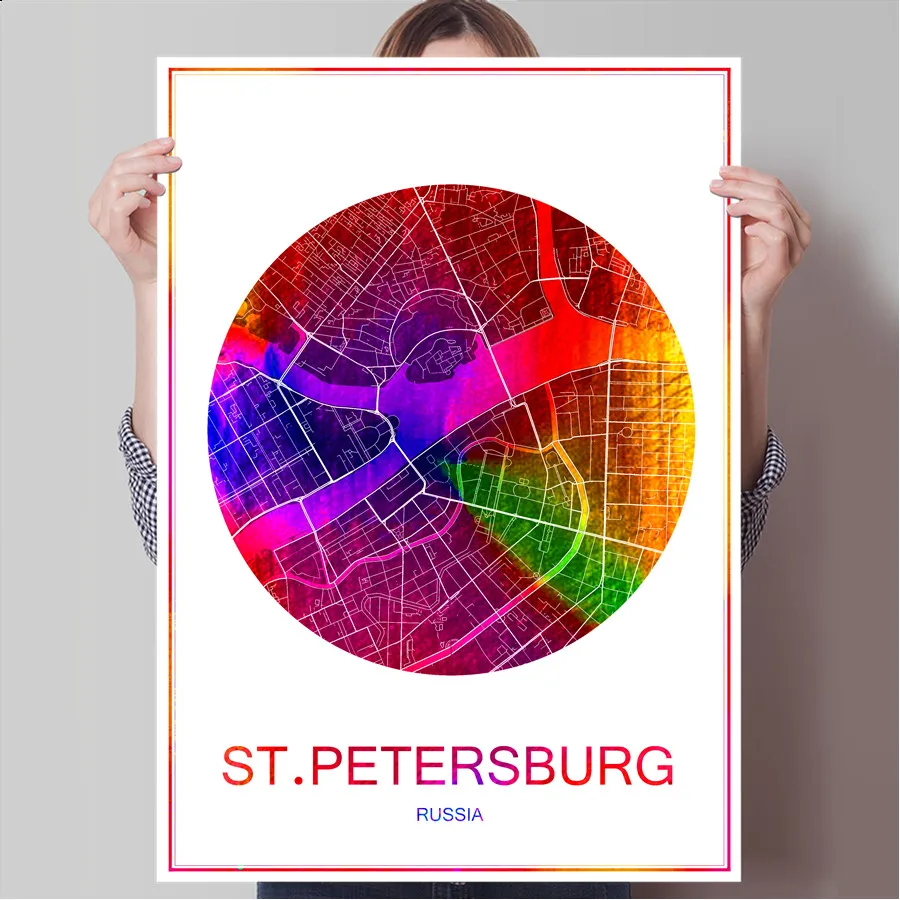 

World Famous City Map ST.PETERSBURG RUSSIA Print Poster Print on Paper or Canvas Wall Sticker Bar Cafe Living Room Home Decor