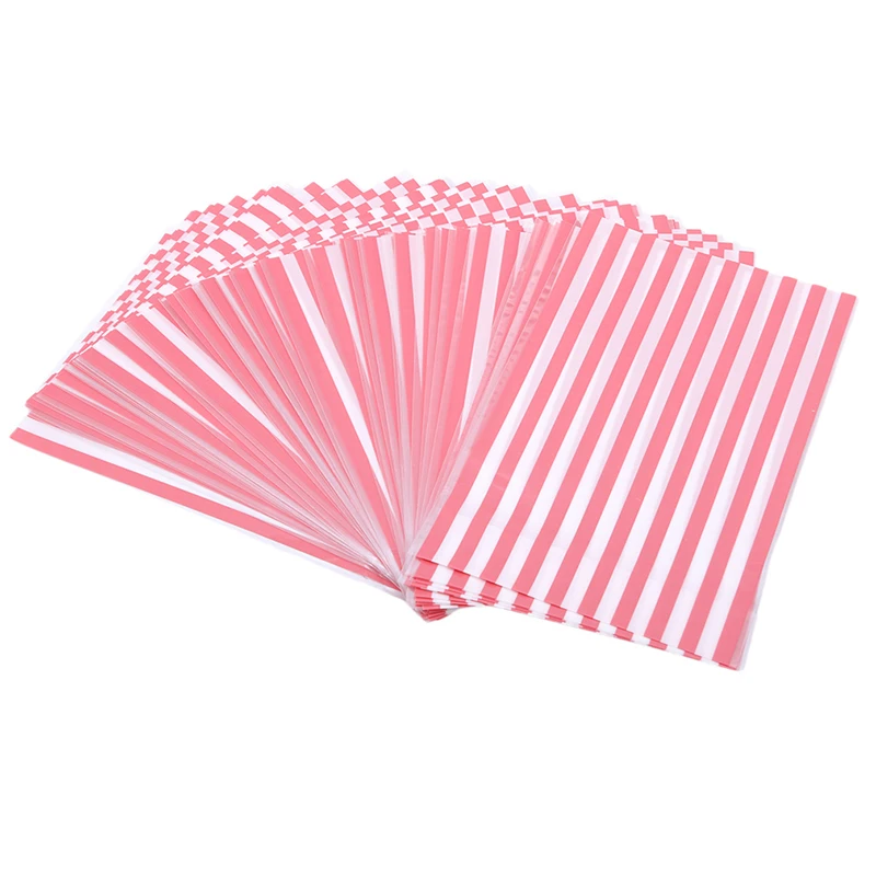 pink 50 шт./упак. события вечерние поставки с креативным бантиком галстук в полоску печенья конфеты подарочные пакеты печенье закуски выпечка Еда мешок без лента Стикеры - Цвет: pink