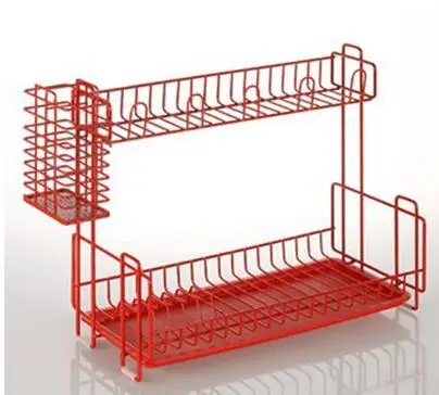Kitchen shelf rack. The double drop out put dishes. Tableware chopsticks rack to dry.