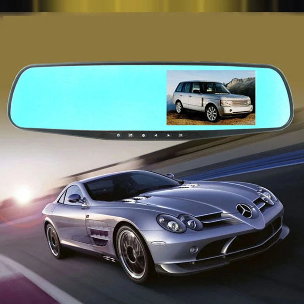 

2 Cameras DVR 1080P 170 Degree Wide Angle Dash Cam Rearview Mirror Car Camera Auto Dashcam Recorder + Revresing Images