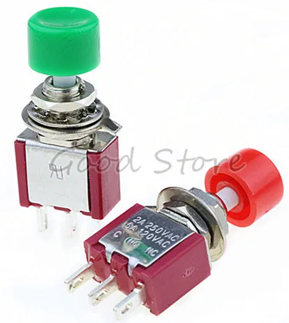 3 Pin SPDT мгновенный AC 2A/250V 5A/120V кнопочный переключатель 1 NO 1 NC