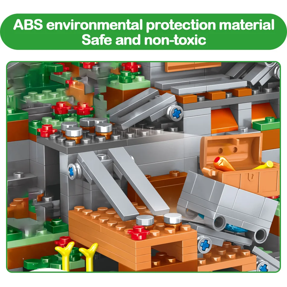 Blocos de Construção Brinquedos para Crianças Montanha Caverna Modelo Cachoeira Tijolos Conjuntos Presentes 1351 Pçs 6 1351 pçs montanha caverna modelo blocos de