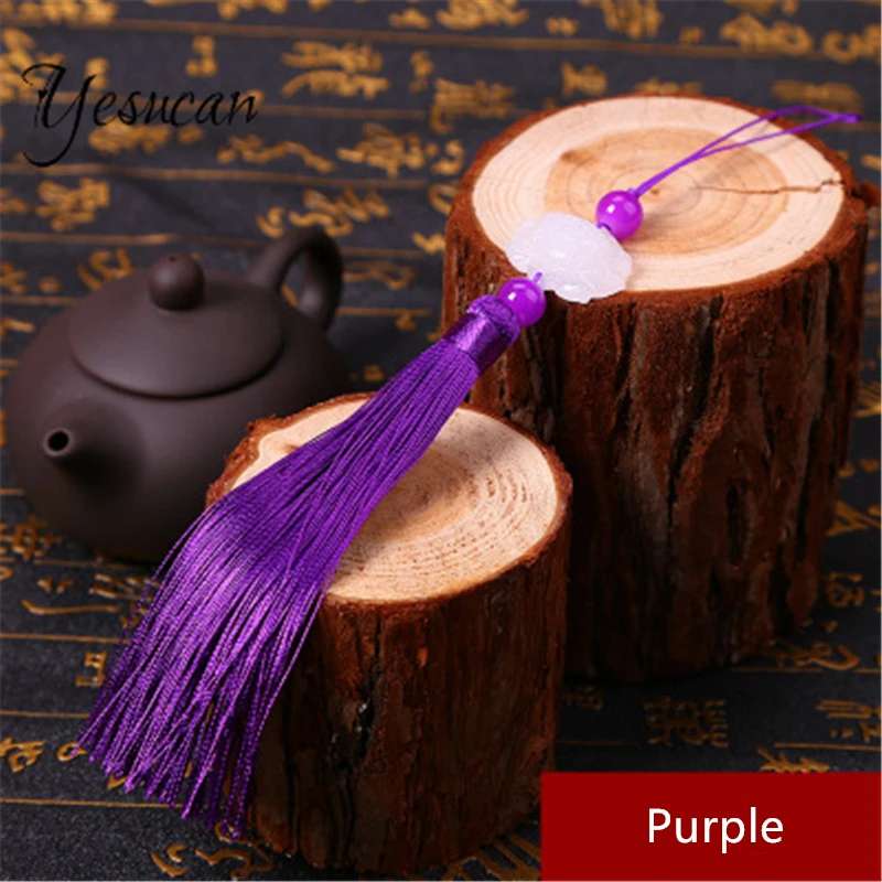 Yesucan Long Tassel With White Jade Lotus Keychain Cellphone Strap Jewelry Charms DIY Accessories For Earrings Necklace Keychain Yesucan Long Tassel With White Jade Lotus Keychain Cellphone Strap Jewelry Charms DIY Accessories For Earrings Necklace Keychain