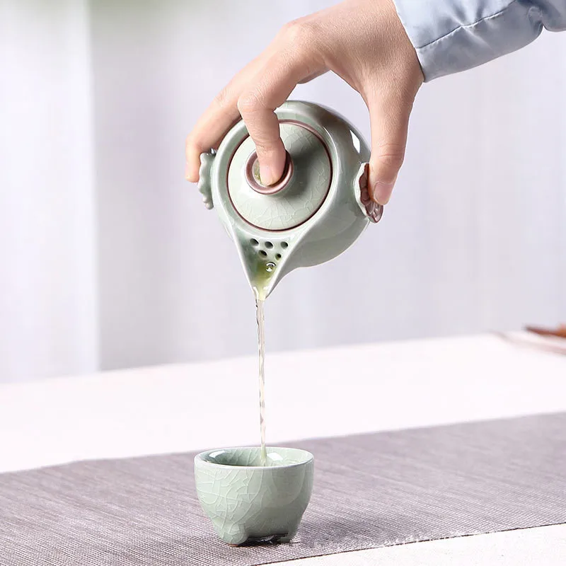 Портативные керамические чайные сервизы для дорожная чашка набор Drinkware1 горшок 1 чашки для домашнего офиса чайная посуда Винтаж GKung Fu чай aiwan Китай