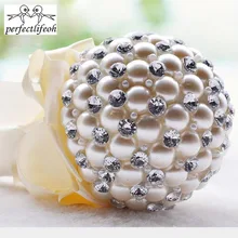 Perfectlifeoh великолепные свадебные букеты с жемчугом цвета слоновой кости Buque De Noiva хрустальный шар-цветок Свадебные аксессуары украшения