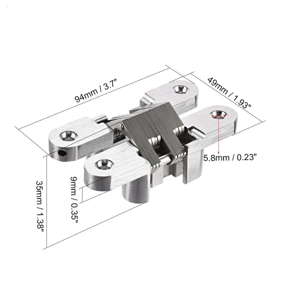

Uxcell New Arrival 94 x 54 x 18mm 70 x 47 x 17mm Invisible Concealed Cross Hinges Wooden Doors Furniture Fitting Zinc Alloy