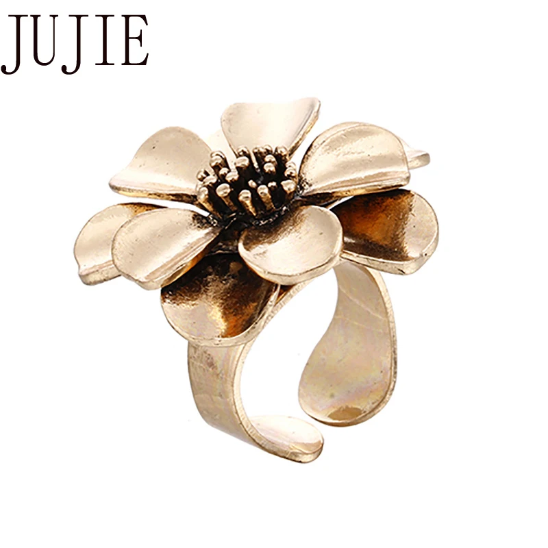 

JUJIE Fashion metal Flower Rings For Women 2019 Female Jewelry Dropshipping