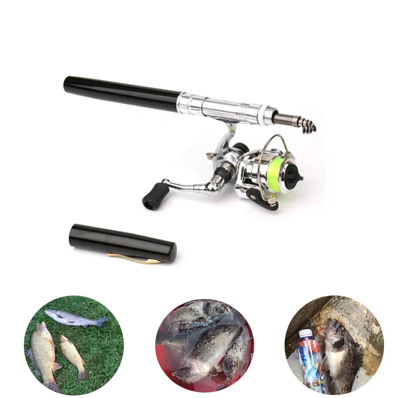 

Portable Pocket Mini Fishing Rod Telescopic Fishing Pole Pen Shape Folded Fishing Rod With Metal Spinning Reel Wheel New