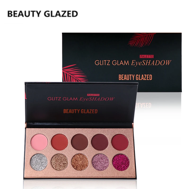 

BEAUTY GLAZED 10 Color Metallic Radiant Eyeshadow Palette Powder Professional Make up Palette Makeup Eye Shadow Long lasting