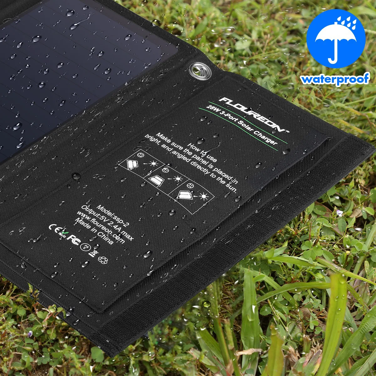 FLOUREON 28 Вт Складная солнечная панель Зарядное устройство водонепроницаемый мобильный банк питания с 3 портами usb для смартфонов Xiaomi планшеты кемпинг