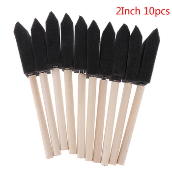 

New 10Pcs 2/3Inch Sponge Brush Wooden Handle Watercolor Oil Stain Art Craft Painting Drawing for kids