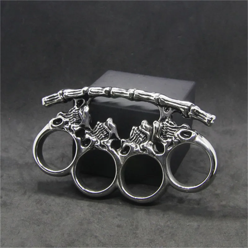 Free Shipping Men Boys Skull 316L Stainless Steel Fashion Big Biker Style Cool Seketon Ring