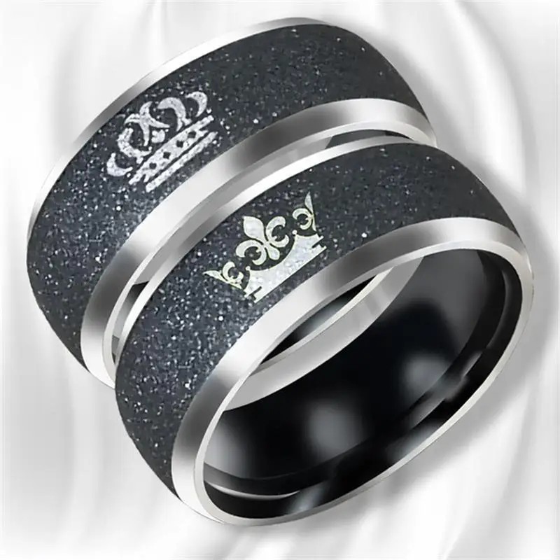 

BKLD King Queen Crown Pattern Rings Titanium Steel Couples Lovers Rings For Men Women Valentines Gift Fashion Jewelry