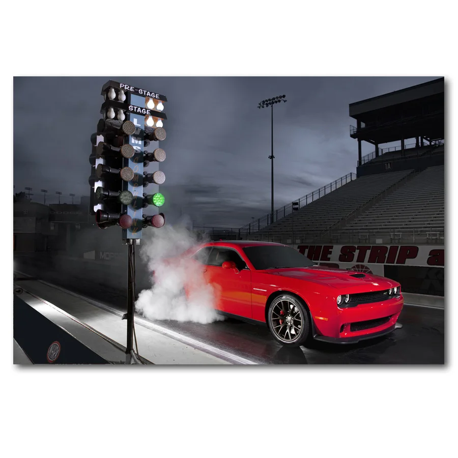 Dodge Challenger SRT ведьма красный автомобиль мышцы Wall Art постер Холст Искусство Печать