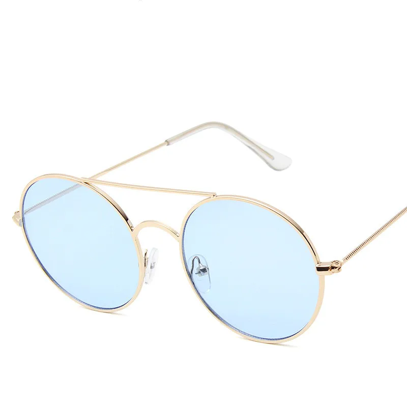 Ретро Круглые Солнцезащитные очки для женщин новые брендовые дизайнерские Винтажные Солнцезащитные очки для женщин Gafas De Sol Gafas lunette de soleil UV400 очки - Цвет линз: Gold Blue