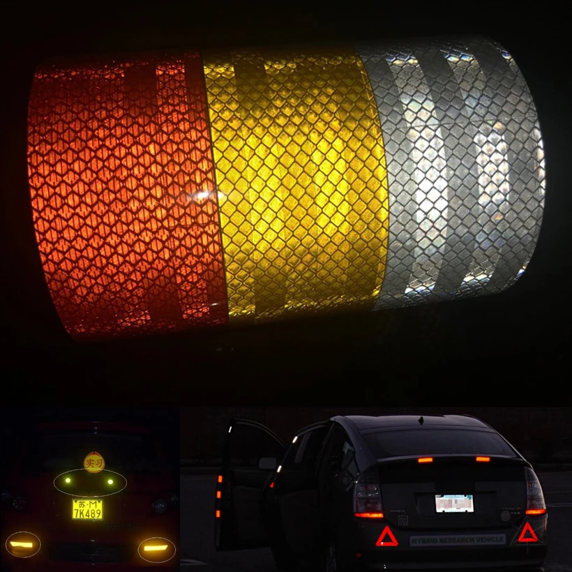 50 мм X 10 м светоотражающие наклейки ленты автомобильный Стайлинг самоклеящаяся лента ПЭТ Промышленное Качество барьер трейлер лента
