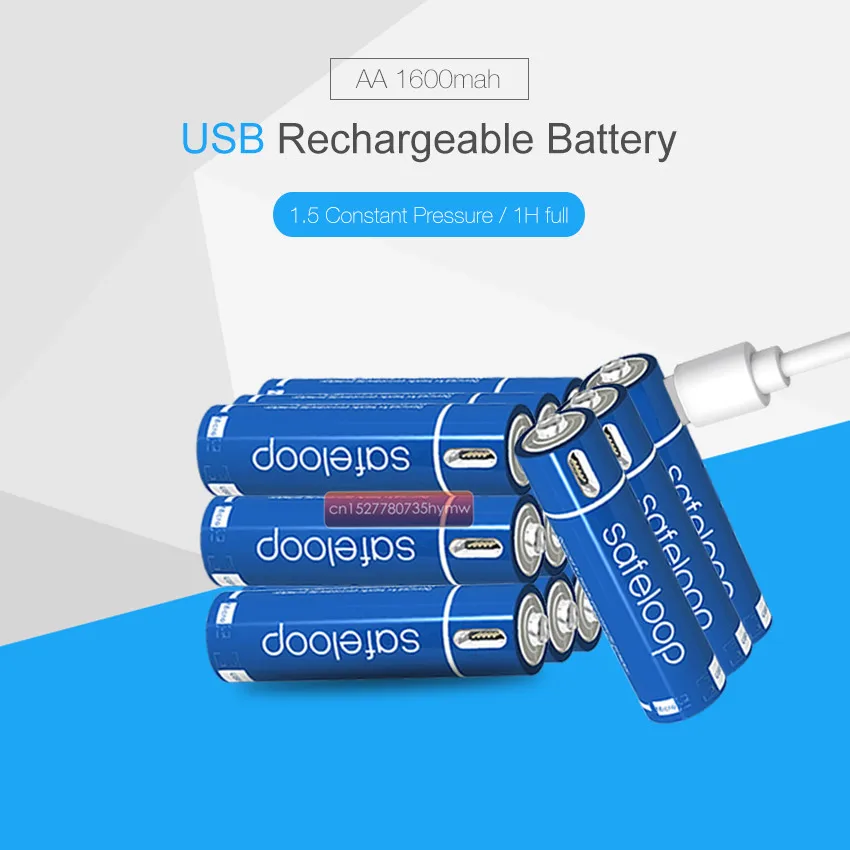 AA 1,5 V 1600 мА/ч, Батарея 2/4/8/12/16/20 штук USB быстрой зарядки Перезаряжаемые литий-полимерный Батарея заряжать по кругу проложен микро USB кабель - Цвет: 12pcs