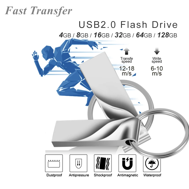 USB флэш-накопители 128 ГБ USB флэш-накопитель металлическая ручка ключевой диск флэш-накопитель с логотипом флэш-карты памяти 32 ГБ/8 ГБ/4 ГБ/16