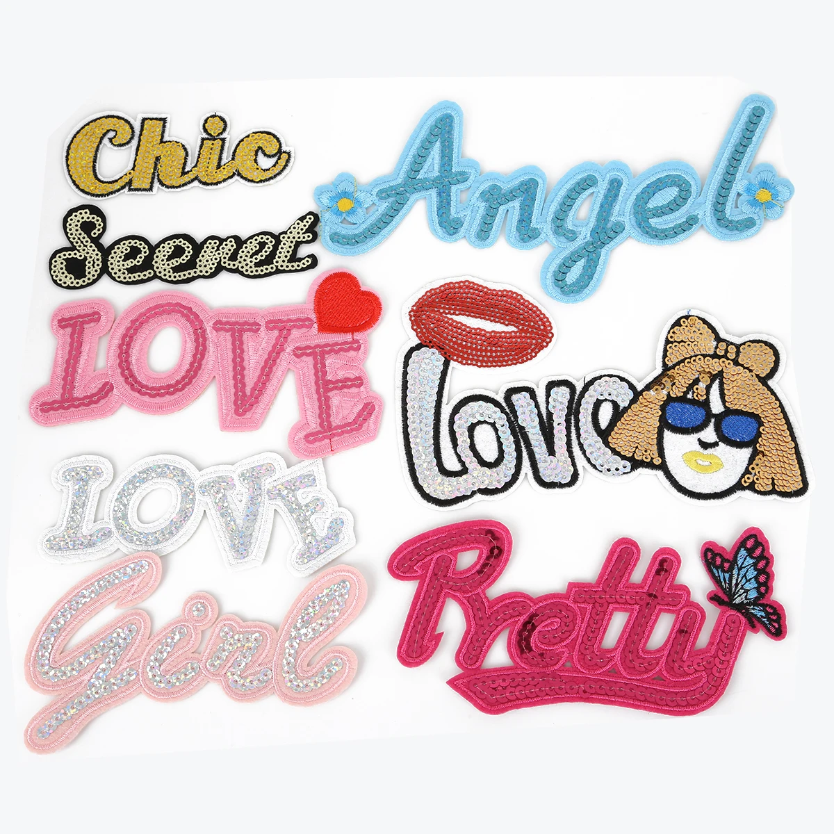 

1 Pcs Embroidery Love/Angel/Chic/Pretty Alphabet Patches Appliques Badges For DIY Handmade Sewing Material Crafts Accessories