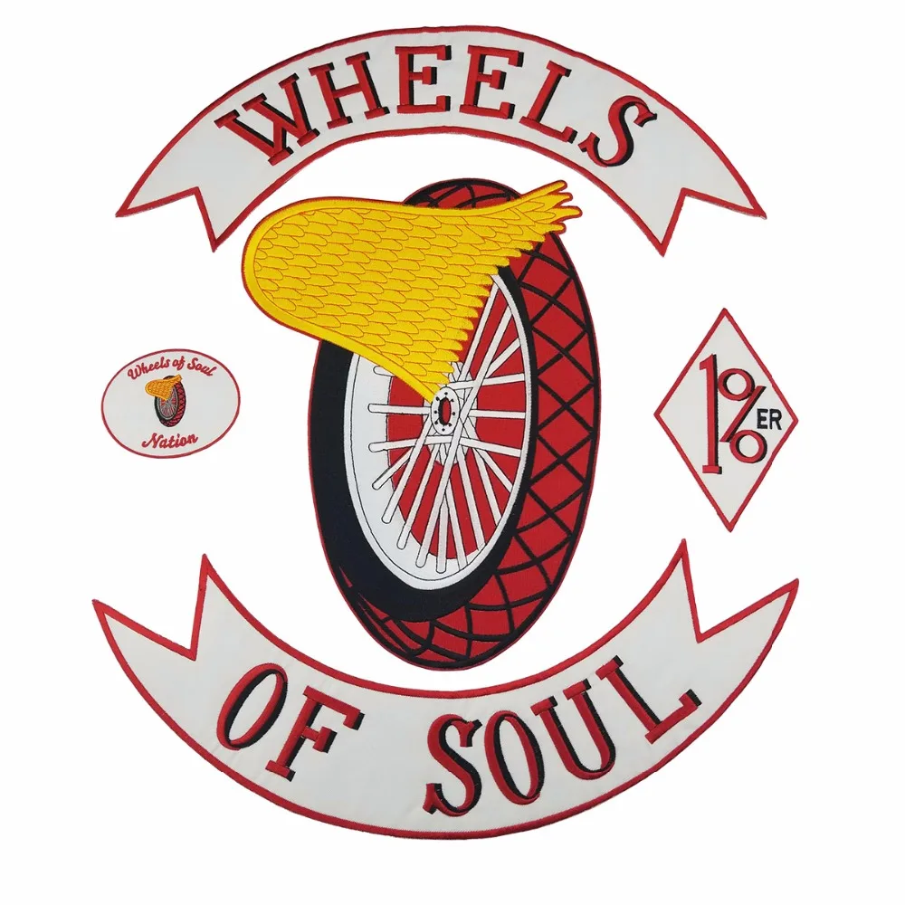 T41901 New Arrival WHEELS OF SOUL 1% Motorcycle Biker Embroidered Patch Iron On Jacket Vest Rider Badge Full Back Large Size Patch Free Shipping (2)