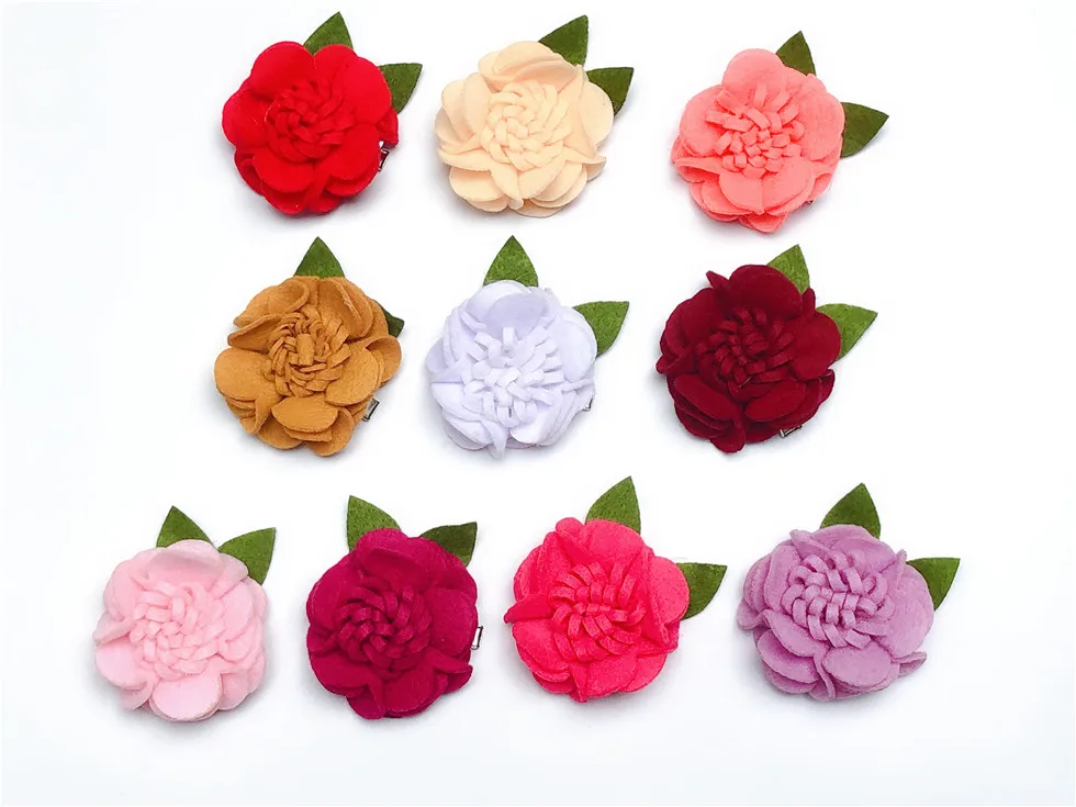 

10 шт., заколки для волос из фетра с розами